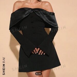 Off shoulder long sleeve bow tie dress